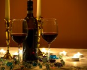 Wine pairing with local Malaga dishes on rustic table